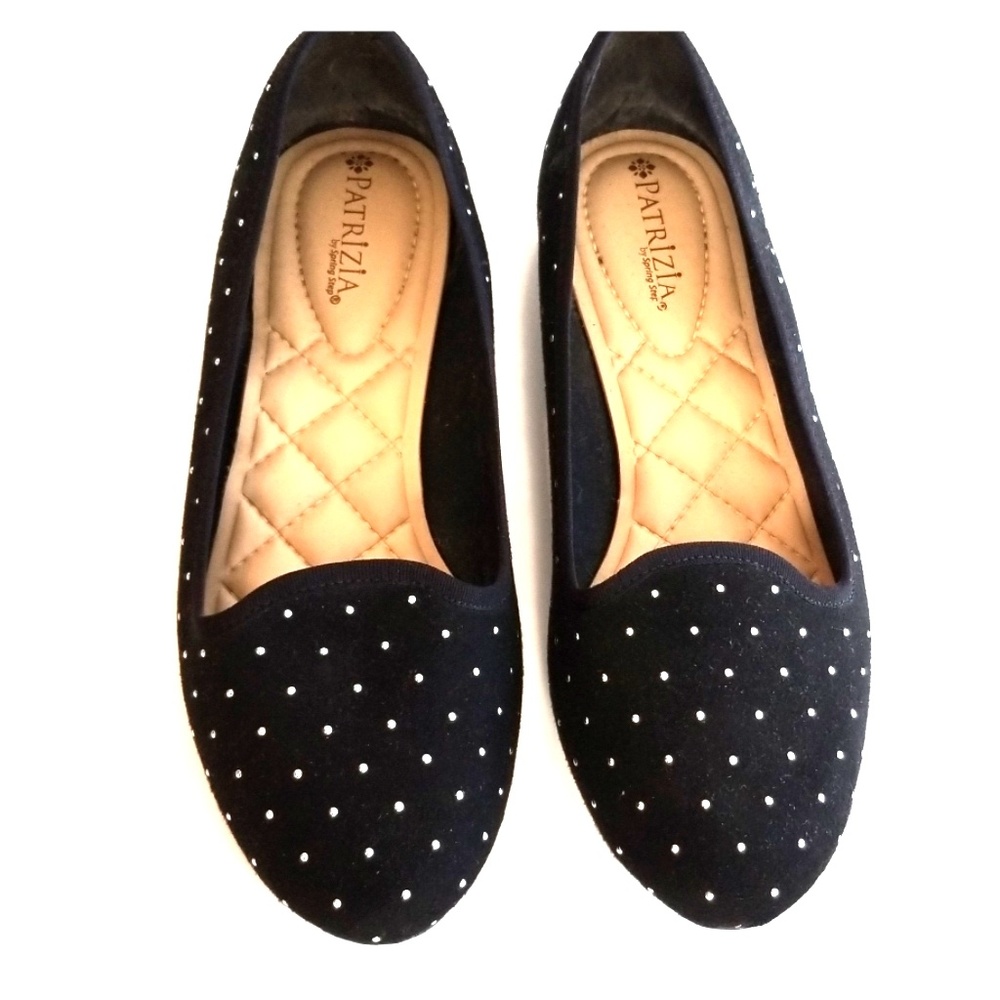 Black microfiber studded flats